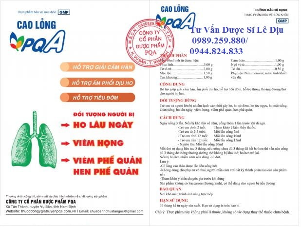 Cao lỏng PQA ho hen - Ảnh 2