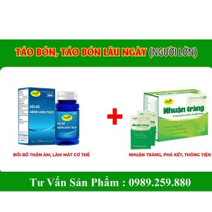 Combo Táo bón 3 Nhuận Tràng 25 gói và 1 Mệnh Môn Thủy PQA 30 viên